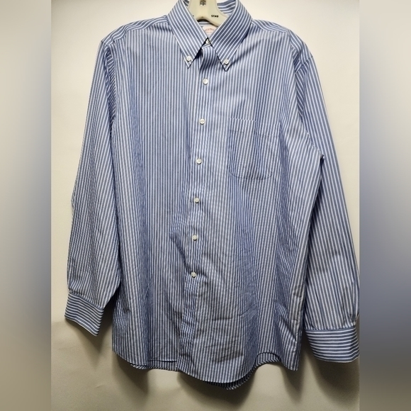 Brooks Brothers 16 1/2-4/5‎ Blue White Striped Button Down Dress Shirt - Picture 11 of 13